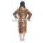 Women sexy animal printed fleece fabric bathrobe with zipper
