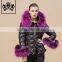 Best Price Fashion Black Color Winter Fur Lightweight Down Jacket Women'S Overcoat with Big Soft Fur Collar And Cuff