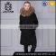 Long style women and mens black jacket with fur collar