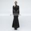 Steampunk high collar black longsleeve mermaid dress by Punk Rave Q-330