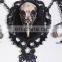 Gothic necklace with faux small crow skull and beads