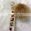 2017 new fashion Wholesale flower PU hang Pom poms keychain