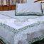 White Cotton 3pcs Set Bed Sheet Traditional Hand Block Printed Bed Cover Flat Sheet India Bedding