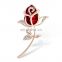 Made In China Elegant Crystal Rose Flower Rose Gold Brooch For Women