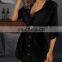 LAITE D2160 summer&autumn plus size women solid color v-neck women shirt dress ladies casual dress