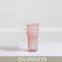 Modern Wholesale Nordic Handmade Clear Pink Cylinder Stripe Flower Frosted Crystal Glass Vase Wedding Decoration Modern Vase