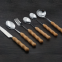 Bamboo Stainless Steel Flatware Set Wood Handle Cutlery with Stand Dinnerware Set Knife Fork Spoon And Teaspoon