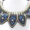 Giant blue necklace fashion crystal jewelry necklace gold chain bead necklace