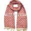 Wholesale Latest Polka Dot Printed Cotton Linen Children Girls Scarf With Tassels