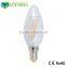 2W dimmable warm white LED filament candle lamp