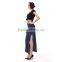 Vented Long Denim dark blue Skirt for girls in Guangzhou