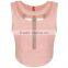 Fashion latest design knit crop top zip pink sexy ladies sexy tops for women