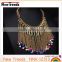 2016 factory wholesale new design gold chain tassel necklace with beads pendant