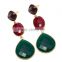GreenOnyx/Dyed Ruby/Amethyst quartz Gemstone Earrings