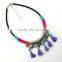 Ethnic Accessories Silver Stone Black Chain Tassel Necklace