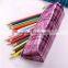 8'' Prety Pink Glitter Pencil Pouch Triangle Shape With Zipper
