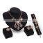 Fantasy Jewelry Set Double Square Statement Pendant Necklace Set Gold Metal Jewelry Set For Women