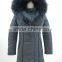 womens polyester memory twill fabric faux down filled coat with fur hood
