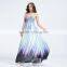 Exquisite print chiffon and beaded big size women maxi dress evening dresses long best lady gown