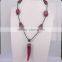 Black Snakeskin Gem stone Necklace, with 3mm Hematite Beads Necklace, Horn Pendant Natural Stone Necklace