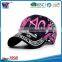 Fluorescence color logo 100% cotton long bill 6 panel custom baseball cap