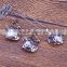 Wedding Stainless Steel Heart Jewelry Set 18k Gold Diamond Necklace Hollow Dangle Earrings