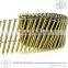 High Quality Yellow Coated Ring Shank Coil Nails (ISO 9001 Manufacturer)