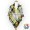 Yellow blue white checks designs scarf and shawls wholesale women scarf pashmina