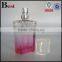 cosmetic perfume flat shoulder 30ml square glass bottle gradual pink silver aluminum pump sprayer bottle glass china suppliers