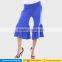 OEM wholesale casual High waist knee length capri palazzo pants ruffle wide leg gaucho pants for women