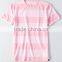 MGOO OEM Service Pink And White Horizontal Stripe T-shirts Mens Slim Fit 100% Cotton T Shirt