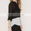 contrast-paneled blouse black and white loose fit shirts women