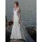 V-neckline chiffon material bridal wedding gown custom made