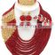 Red Champagne Crystal Beads Luxury Brooches Nigerian Jewelry Set