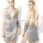 Hot Drapey Halter Neckline Night Sexy Club Dress with High Cuts at Hips