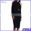 Backless Bodycon Pencil Dress Hollow Out Woman New Arrival Black Open Shoulder Long Sleeve Bow Halter Dress