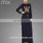 2016 Hot Sale Golden Sequins printing Sport Robes And Wholesale Muslim Clothing with Round Neck Black Dubai Dress