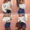 Wholesale Promation Womens White Pullover Sexy V Neck Cable Knit Sweater