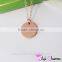 2016 New product custom Engraved round Initial letter disc Pendant Necklace