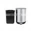 Thinnish lid stainless steel  foot pedal garbage bin kitchen pedal dust bin  bathroom trash can with soft close function