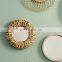 Hot Sale Natural Straw Sunburst Water Hyacinth Mirror Boho Straw Mirror wall Vintage Decoration High Quality