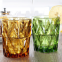 Factory Directly Wholesale Colored  Drinking Water Glass Cup With Diamond Design