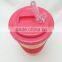 16oz customed color double wall straw mug with silicone sleeve