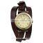 FT1403 Alloy Case long leather strap quartz movt old style Copper watch