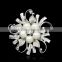 Fashion Jewelry Lapel Flower Pearl Crystal Brooches For Lady