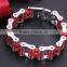 Jewelry Stainless Steel Mens Motorcycle Bike Chain Bracelet Fashion Link Bangle Silver Red Heavy Metal