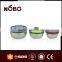 3PCS stainless steel round food container set with colorful plastic lid
