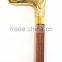 Beautiful brass dog handle walking stick/Antique golden finishing handle walking stick/Brown wood walking stick wk1125