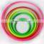 Red , green , blue , pink , blue , yellow plastic game rings