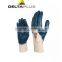 Deltaplus 6cm canvas safety cuff oilproof nitrile cotton jersey lining safety gloves